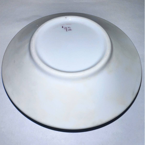 Vintage Handpainted Porcelain Candleholder, Saucers, Napkin Holder Rings, Signed - Picture 2 of 14